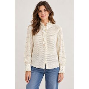 NWT Sezane Blouse Coline Pois Noir Fond Ecru Womens Size 4